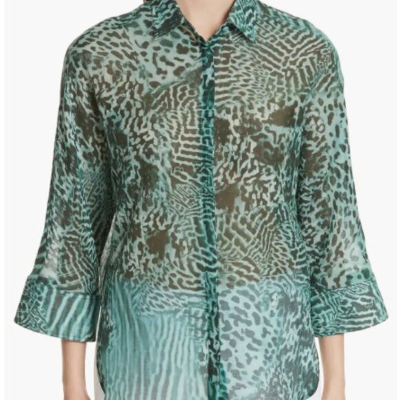 BNWOT Max Mara Prati Print Cotton & Silk Shirt - Size 14 US - Picture 1 of 12